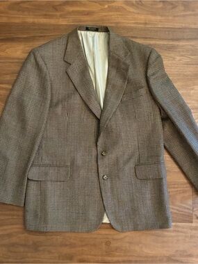 Oscar de la Renta Men's Brown Houndstooth Blazer - Classic Tailored Jacket